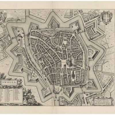 Poster Historische Kaart Zwolle - Stadsplattegrond 1652
