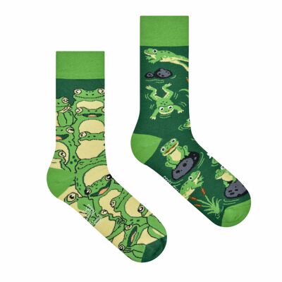 Chaussettes grenouilles | Chaussettes vertes - chaussettes décontractées dépareillées