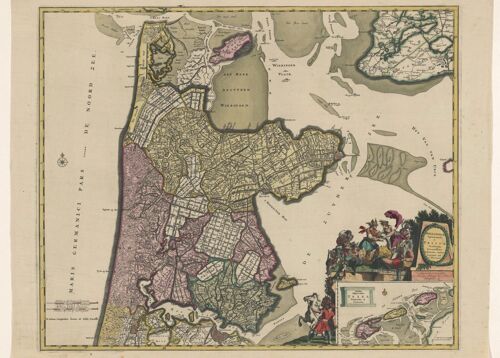 Poster Historische Kaart Noord-Holland - Plattegrond 1700