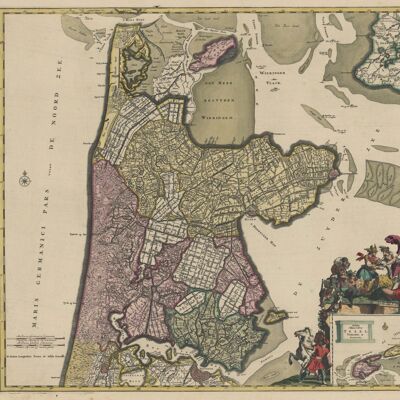 Poster Historische Kaart Noord-Holland - Plattegrond 1700