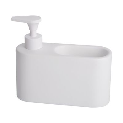 Distributore di sapone da cucina bianco opaco - porta sapone da cucina con porta spugna per lavello - Ceramica bianca opaca