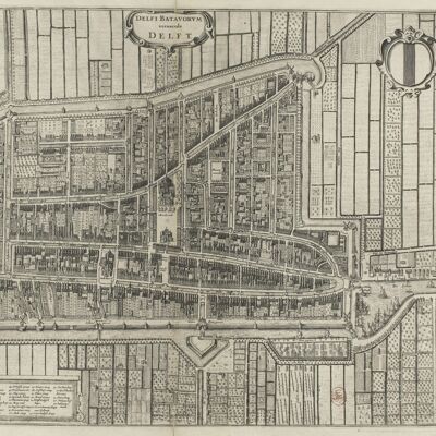 Poster Historische Kaart Delft - Stadsplattegrond 1652
