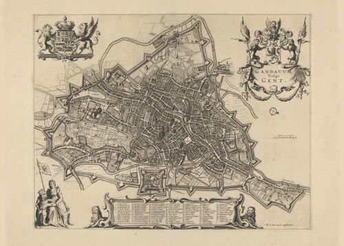 Poster Historische Kaart Gent - Stadsplattegrond 1700