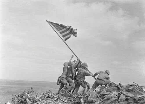 Poster Raising the flag - Tweede Wereldoorlog