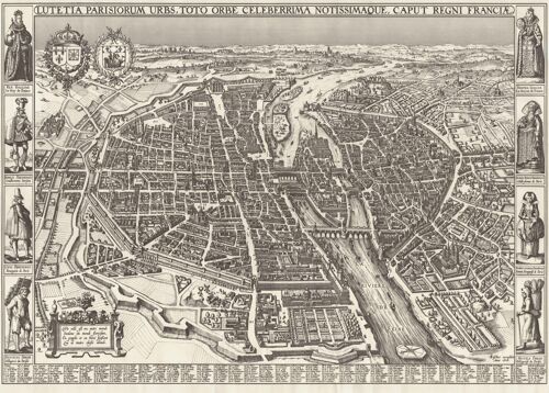 Poster Historische Kaart Parijs - 1618
