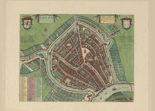 Poster Historische Kaart Gouda - Stadsplattegrond 1652