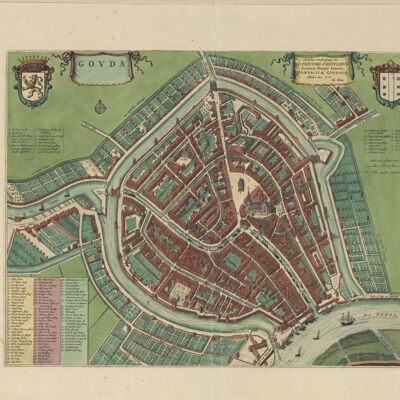 Poster Historische Kaart Gouda - Stadsplattegrond 1652