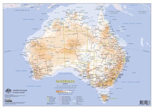 Poster Kaart Australië - Educatief