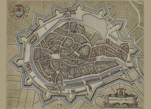 Poster Historische Kaart Middelburg - Stadsplattegrond 1657