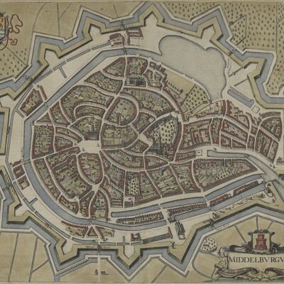 Affiche Carte Historique Middelbourg - Plan De La Ville 1657