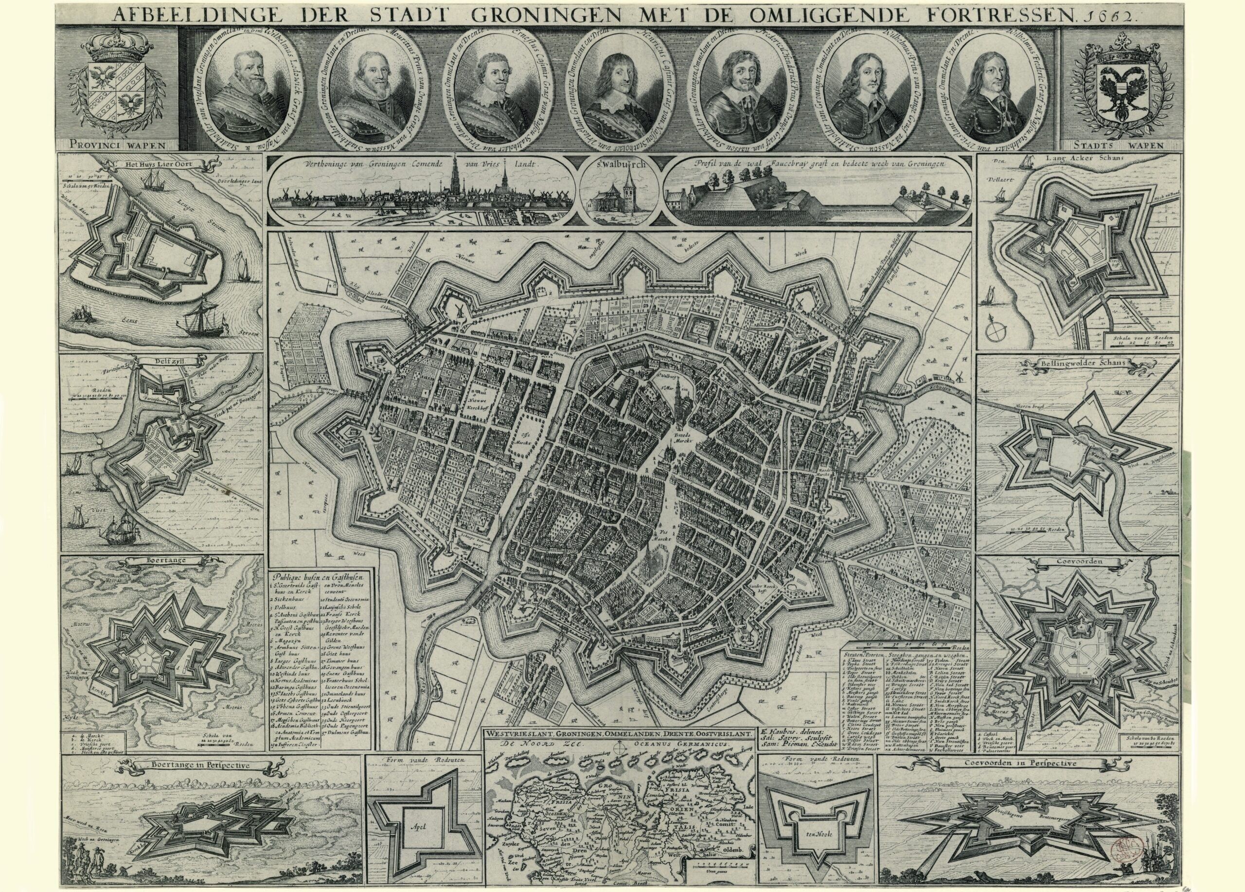Affiche Carte Historique Groningue - Plan De La Ville 1652