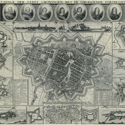 Poster Mappa storica Groninga - Mappa della città 1652