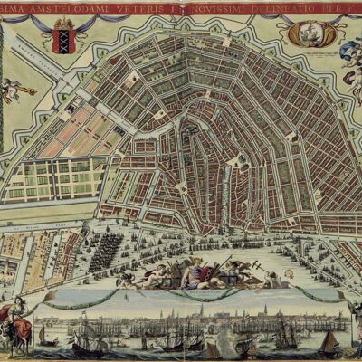 Póster Mapa histórico de Amsterdam - Mapa de la ciudad 1688