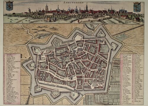 Poster Historische Kaart Leeuwarden - Stadsplattegrond 1664
