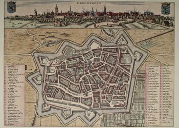 Affiche Carte Historique Leeuwarden - Plan De La Ville 1664