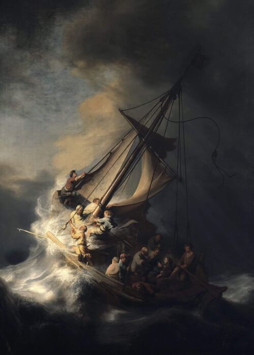 Poster Rembrandt - Christus in de storm