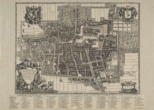 Poster Historische Kaart Den Haag - Stadsplattegrond 1666