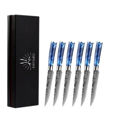 Steak Knife - Set of 6 - Chef Tanaka - Ocean Blue