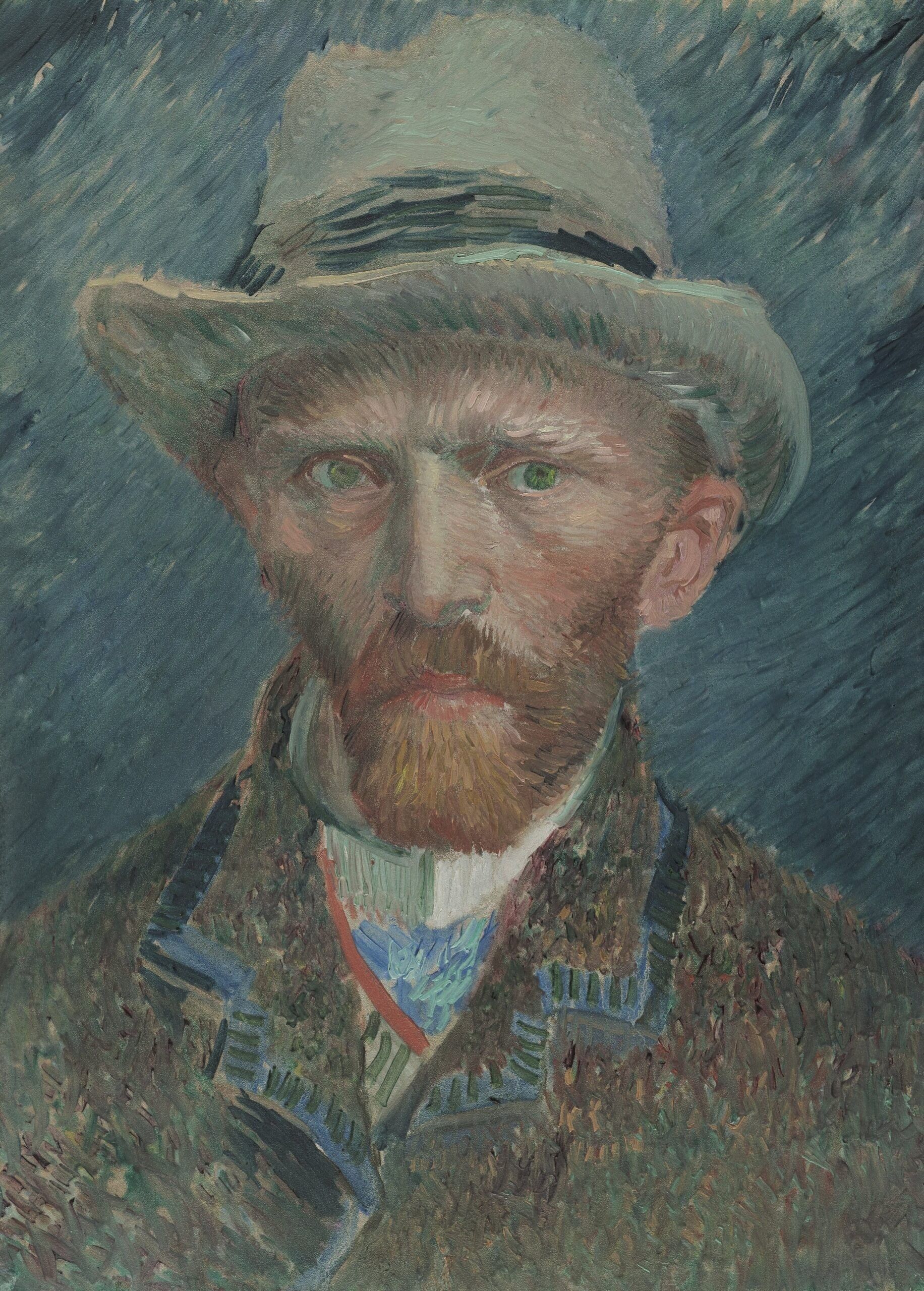 Póster van Gogh - Autorretrato con sombrero de fieltro gris