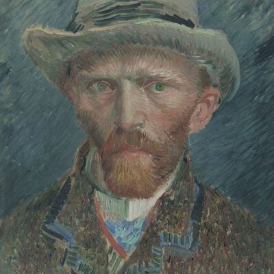 Póster van Gogh - Autorretrato con sombrero de fieltro gris