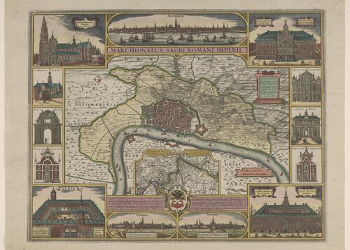 Poster Historische Kaart Antwerpen - Stadsplattegrond 1650