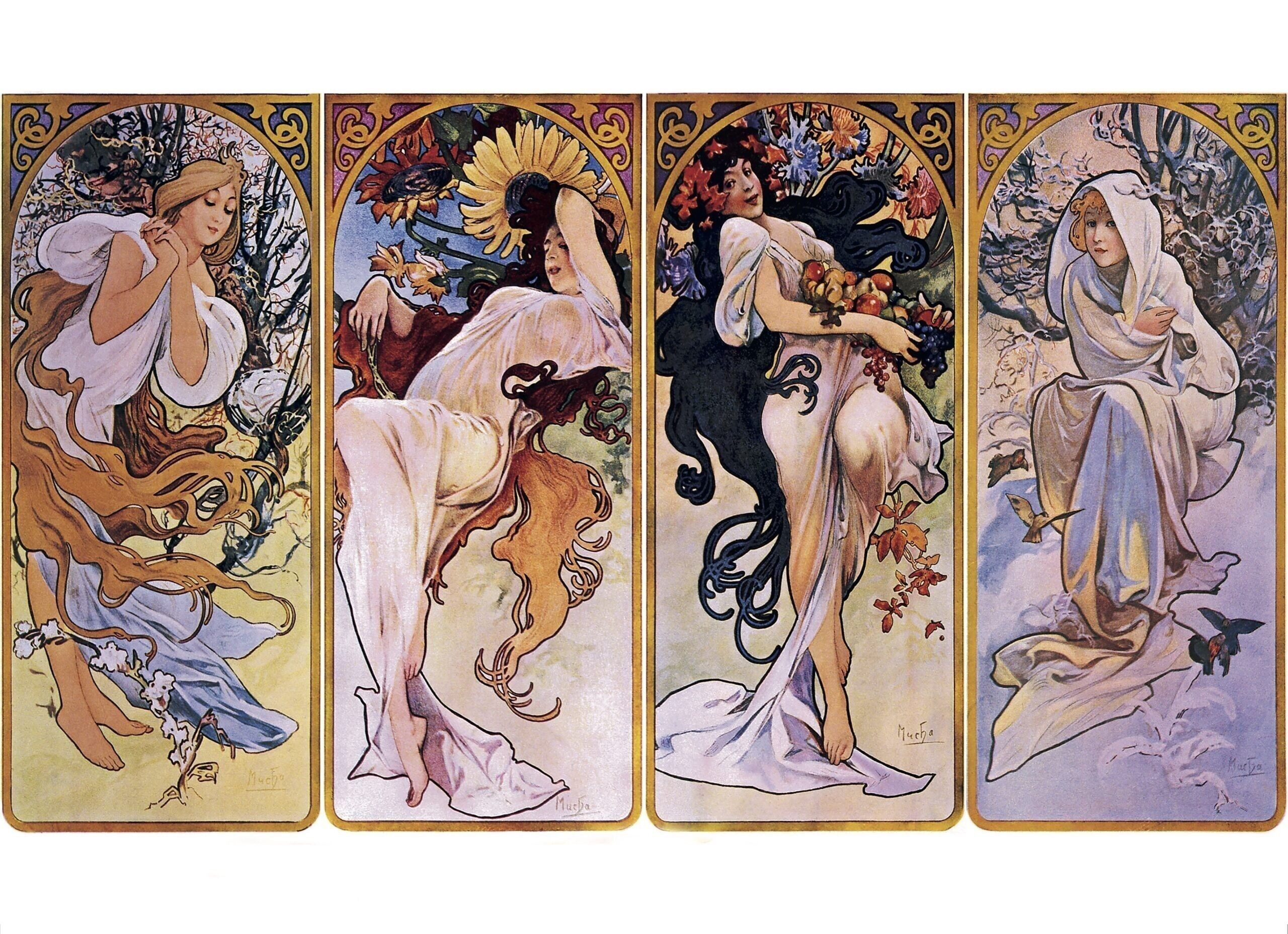 Póster Alfonse Mucha - Four Seasons