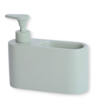 Distributore di sapone da cucina bianco opaco - porta sapone da cucina con porta spugna per lavello - Ceramica verde salvia opaca