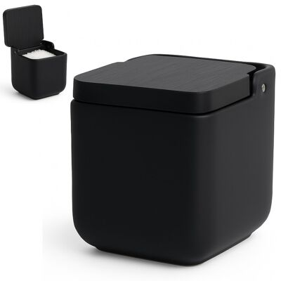 Salière de cuisine avec couvercle basculant en bambou. Idéal pour une utilisation comme salière et sucrière ou comme étagère à épices