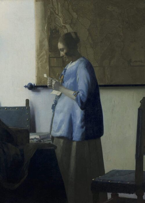 Poster Johannes Vermeer - Brieflezende vrouw