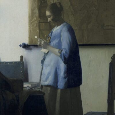 Poster Johannes Vermeer - Brieflezende vrouw