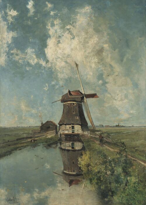 Poster Constant Gabriël - Molen aan een poldervaart