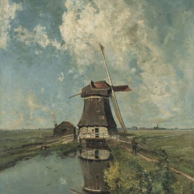 Poster Constant Gabriël - Windmill on a polder canal