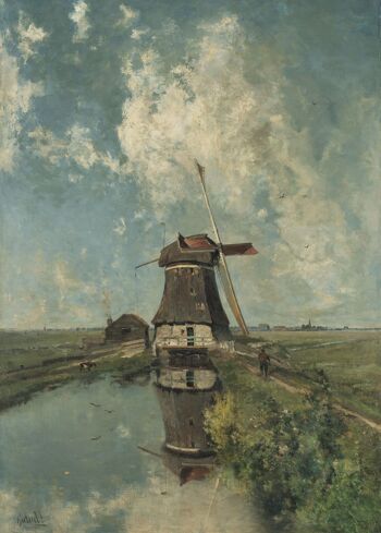 Affiche Constant Gabriël - Moulin à vent sur un canal de polder