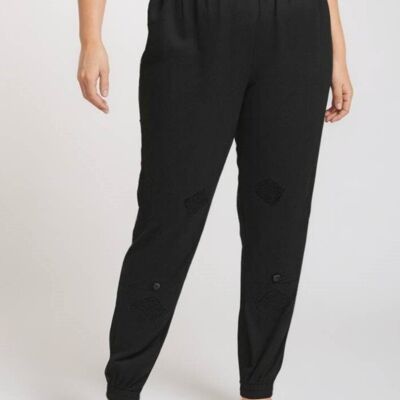 Pantalones holgados negros de talla grande (B119)