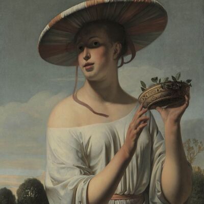 Poster Caesar Boëtius van Everdingen - Ragazza con il cappello largo