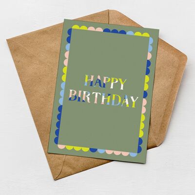 Happy Birthday Scallop Card - Birthday Card