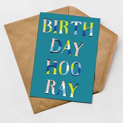 Carte d'anniversaire bleue Hourra