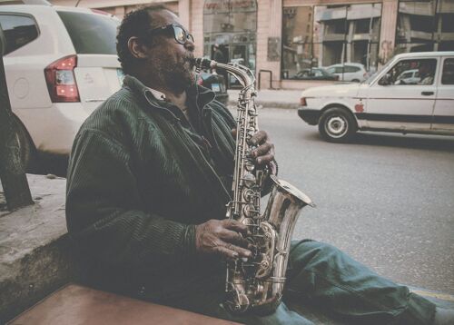 Poster Straatmuzikant - Saxofoon