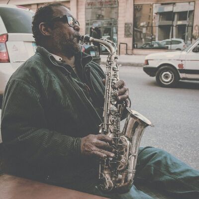 Poster Straßenmusiker - Saxophon