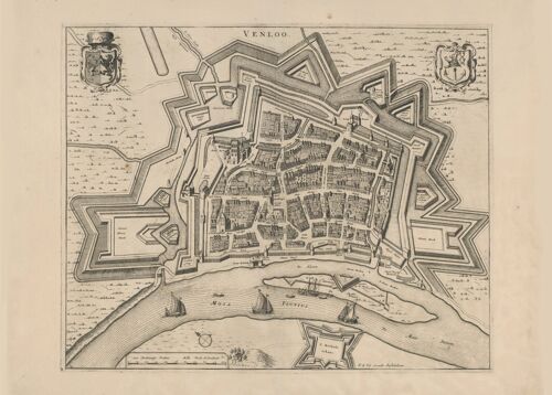 Poster Historische Kaart Venlo - Stadsplattegrond 1652