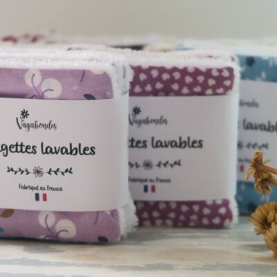 Lot de 10 - Lingettes lavables/ Lingettes démaquillantes - Paquet contenant 5 lingettes