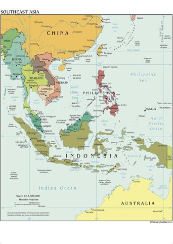 Affiche Carte Asie du Sud-Est - Éducatif