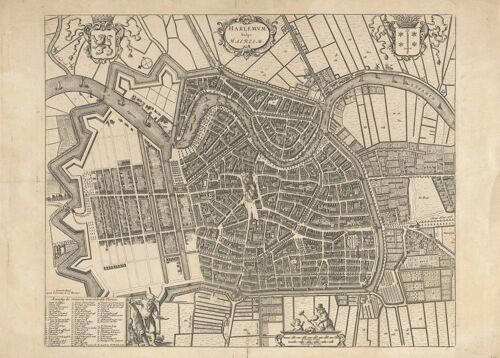 Poster Historische Kaart Haarlem - Stadsplattegrond 1652