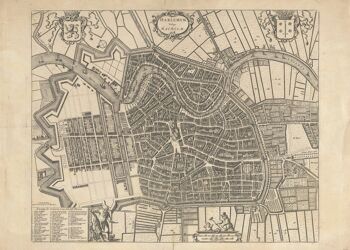 Affiche Carte Historique Haarlem - Plan De La Ville 1652