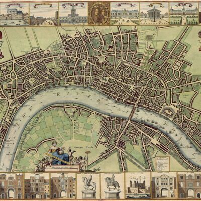 Poster Historische Kaart London - Stadsplattegrond 1689