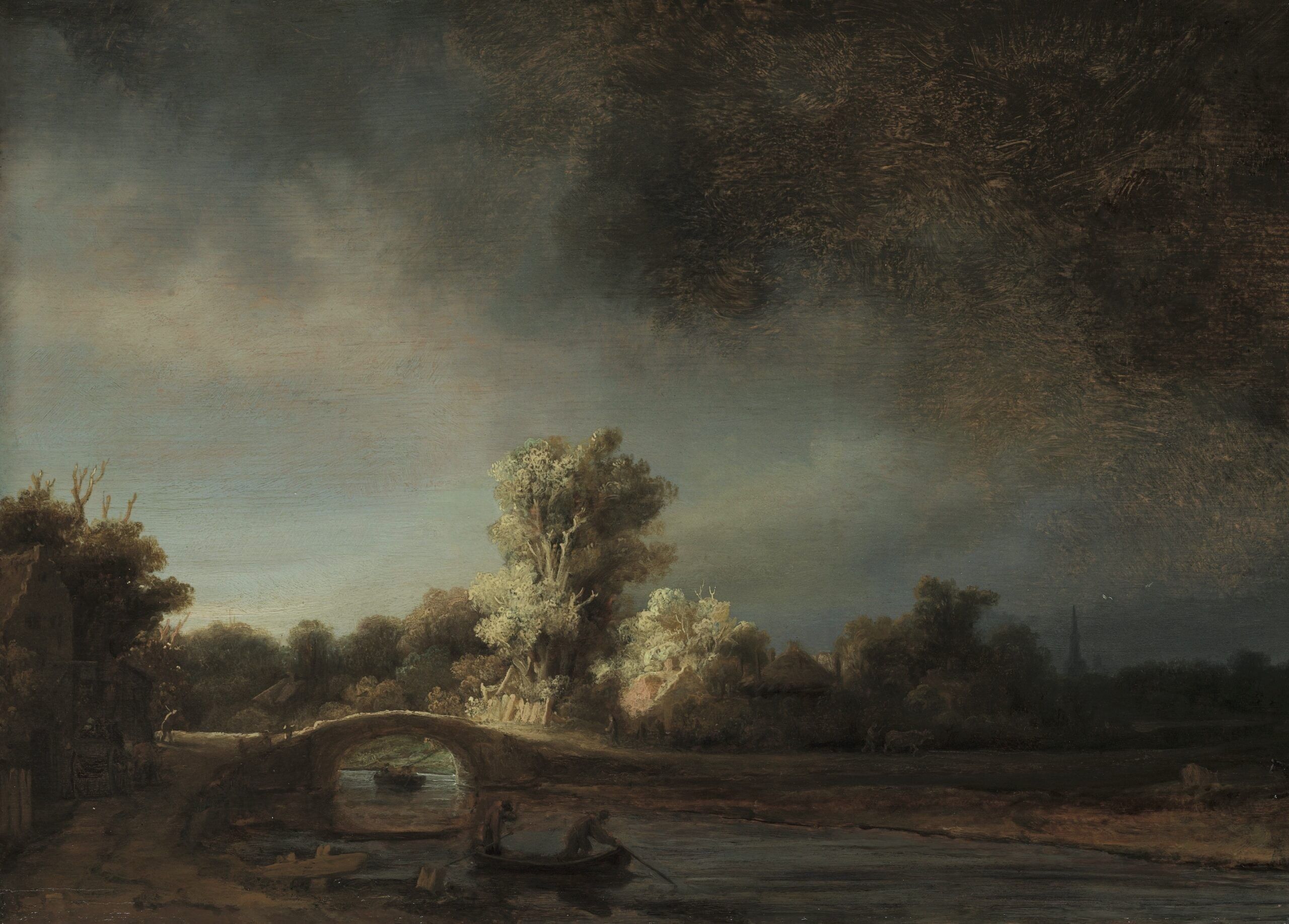 Affiche Rembrandt - Paysage avec pont de pierre