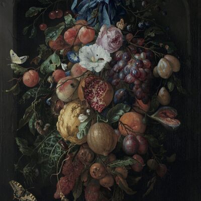 Póster Jan Davidsz. de Heem - Naturaleza muerta con frutas y flores.