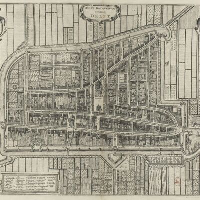 Póster Mapa histórico Delft - Mapa de la ciudad 1652