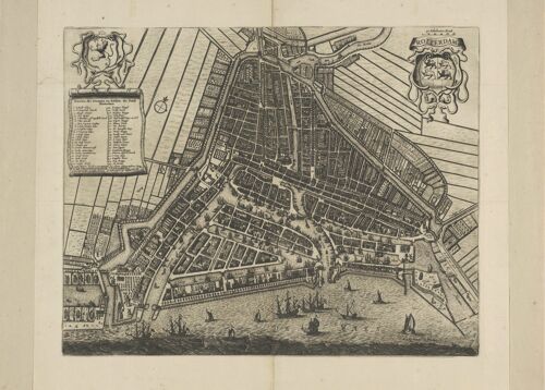 Poster Historische Kaart Rotterdam - Stadsplattegrond 1690