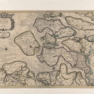 Póster Mapa histórico de Zelanda - Mapa de 1696